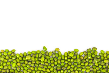 Green mung beans flat lay