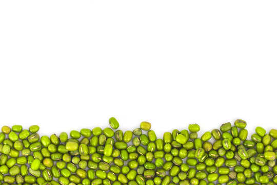 Green mung beans flat lay