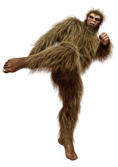 3D Rendering Sasquatch on White