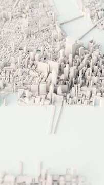 3D Rendering of white manhattan city animation