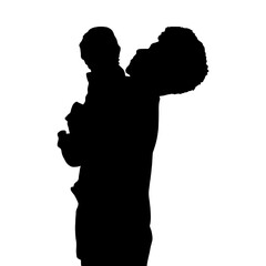 Father and daughter silhouette vector, suitable for various designs related to family, relationship, happiness, childhood, fathers day,  togetherness, parenthood, childhood memory or holiday themes.