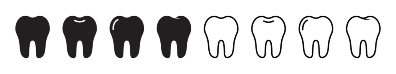 Tooth icon, vector icons set. Line with expanded stroke.
