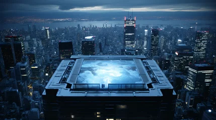 Poster Aerial View of Manhattan Skyline at Sunset © Jannat