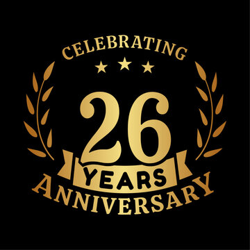 26th anniversary celebration design template. 26 years vector and illustration.

