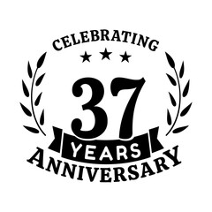37th anniversary celebration design template. 37 years vector and illustration.
