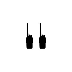 Walkie talkie telecommunication device walkie-talkie signal icon silhouette symbol. Walkie talkie icon vector illustration. Vector icon. Isolated on white and black background. 
