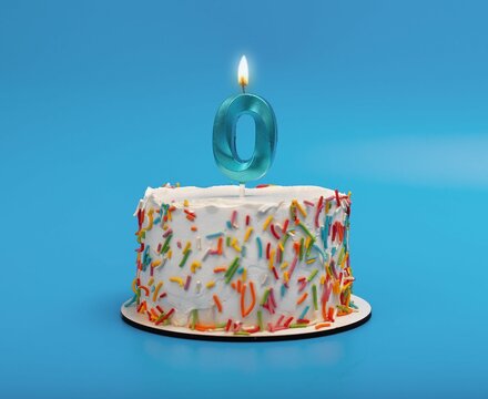 Birthday bento cake. Zero, 0 birth wax candle