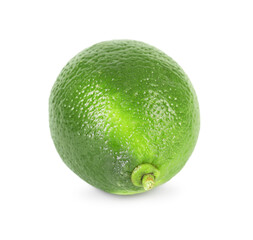 One whole fresh lime isolated on white