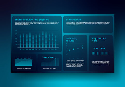 Professional Dark Grid Layout Infographics Template