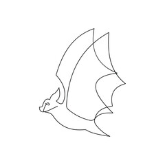 Bat Bird Continuous one line art outline vector illustration and tattoo design
