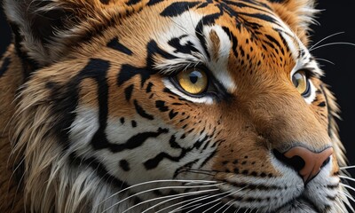 Fototapeta premium Close-Up Majesty: Big Cat Tiger's Intense Presence in the Wild Sanctuary