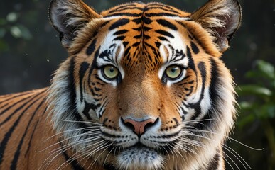 Naklejka premium Wildlife Elegance: The Regal Presence of a Close-Up Tiger