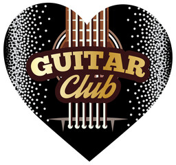 Guitar plectrum in the shape of a heart as template for a club. Vector color template. Element for design