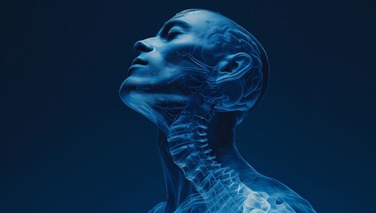 A stoic statue stands tall, its intricate sculpture showcasing the beauty of a man with a brain and spine, a testament to the power of art and the human form