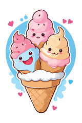 vector set of cone ice cream collection on isolated background