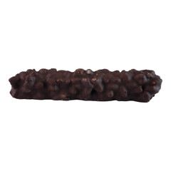 Chocolate bar stuffed with rice puff, crispy wafer and caramel isolated transparent