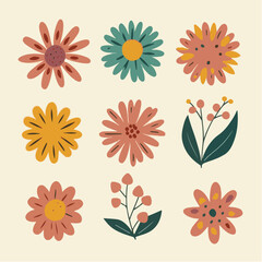 Garden Glee: A Set of Charming Flowers and Branches