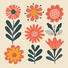 Flora Fantasia: Whimsical Flowers with Branches and Leaves