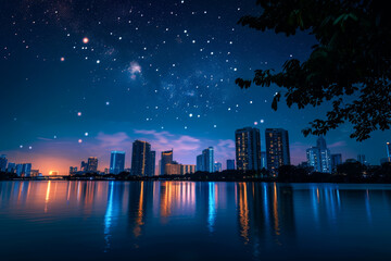 Fototapeta premium night, sky, landscape, light, starry, background.