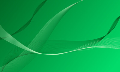 green smooth lines wave curves with soft gradient abstract background