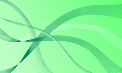 green light lines wave curves with smooth gradient abstract background
