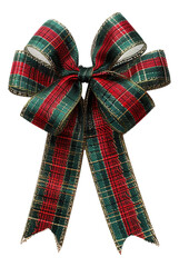 One plaid ribbon in a classic red and green holiday style.