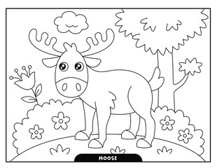 Moose coloring pages for kids