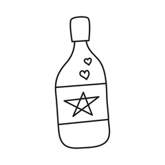 Doodle glass bottle with pentagram.