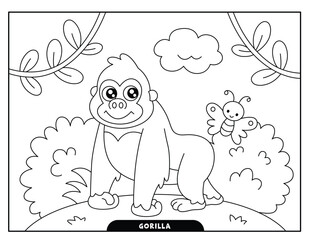 Gorilla coloring pages for kids