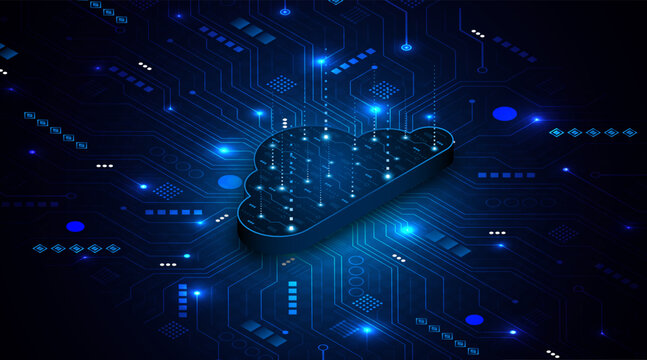 Cloud computing technology. Concept of mass storage on servers. Innovative modern cloud storage technology	