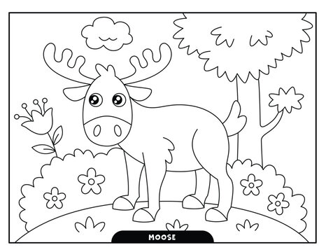 Moose coloring pages for kids