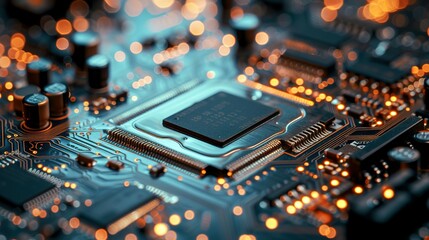 Fototapeta premium Computer part circuit board close up photo