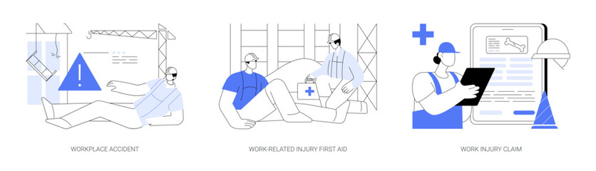 Naklejki  Work-related injuries and illnesses abstract concept vector illustrations.