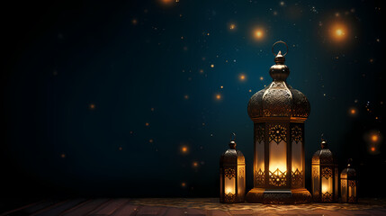 Fototapeta premium Glowing background for muslim feast in holy month of Ramadan Kareem