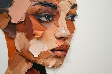 Portrait of a woman using paper applique technique