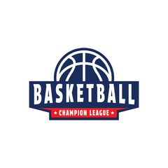 Basketball club logo design sport tournament with emblem badge label 