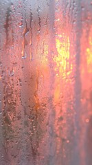 Raindrops on Window with Blurred City Lights in Background