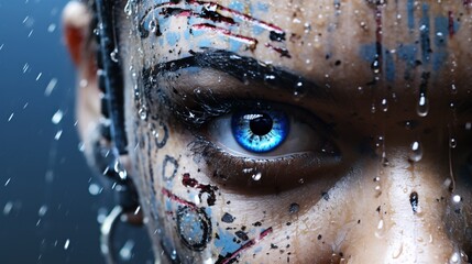Close-up portrait of a woman with creative makeup, artistic beauty