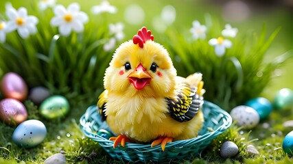 Easter chicken and eggs, Generative AI