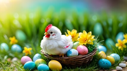 Easter eggs and chicken, Generative AI