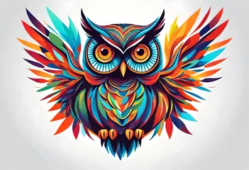Papier Peint photo autocollant Dessins animés de hibou Rainbow Creative Geometric owl logo stock illustration