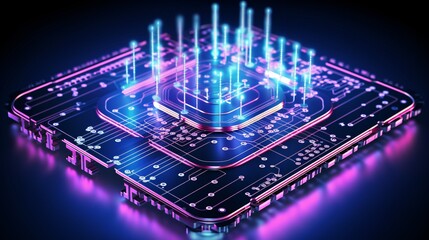 Fototapeta premium Abstract digital technology concept with circuitry and artificial intelligence