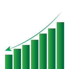 Growing business 3d green arrow with bar chart, Profit arow Vector illustration.Business concept, growing chart. 