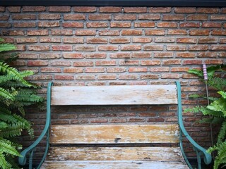 bench brick wall texture background.