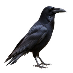 Fototapeta premium Isolated Crow: A Black Bird Isolated on Transparent or White Background, PNG