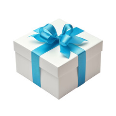 Obraz premium Blue Ribbon Gift Box Isolated on Transparent or White Background, PNG