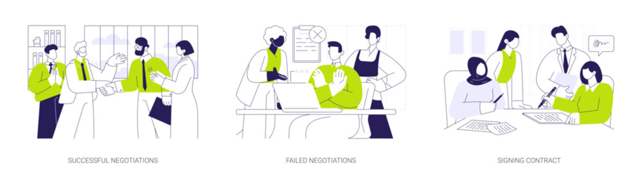 International negotiations abstract concept vector illustrations.