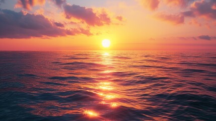 Fototapeta na wymiar Sea sunset with sunset sun on sunset clouds