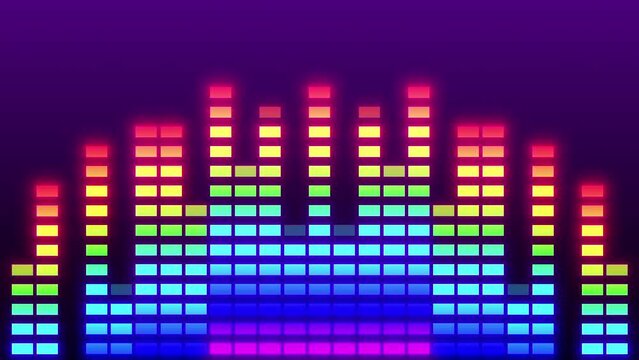 Color tracks of the music equalizer in motion