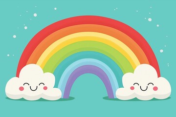 Obraz na płótnie Canvas Charming Illustration of a Smiling Rainbow and Clouds